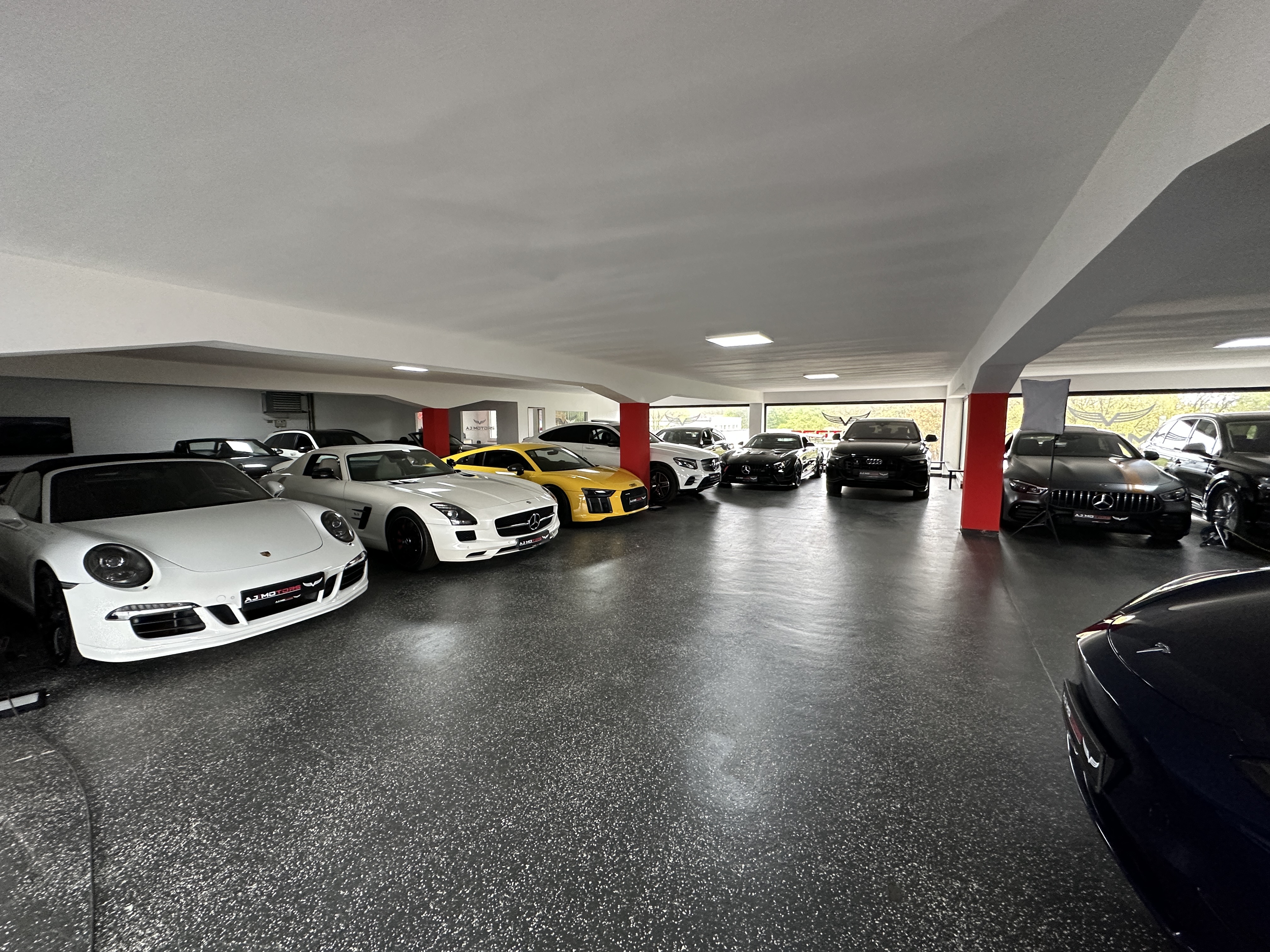 Luxus Fahrzeugbestand mit Porsche, Mercedes SLS AMG und Audi R8